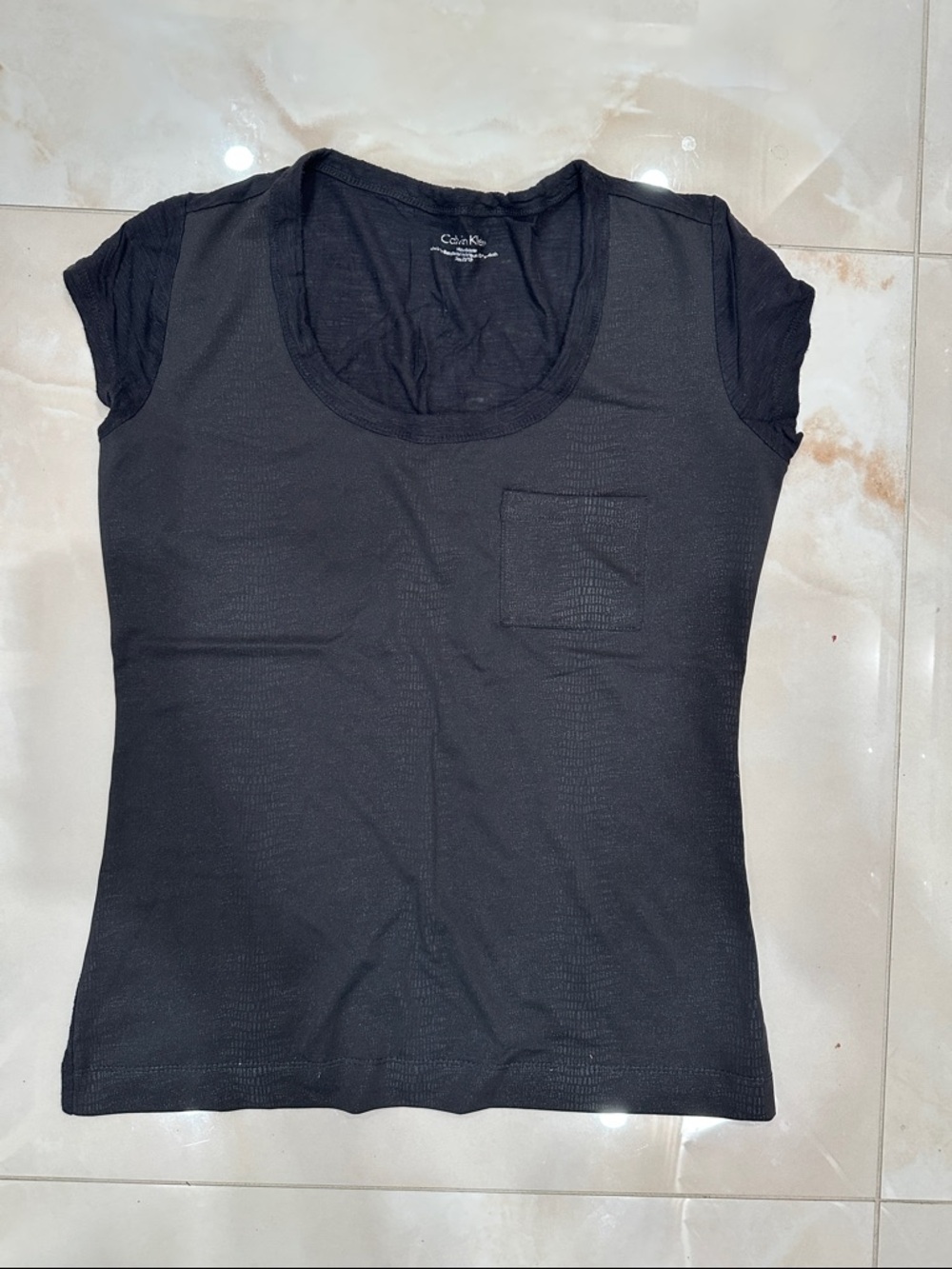 Calvin Klein Black Short Sleeve Scoop Neck Pocket Tee